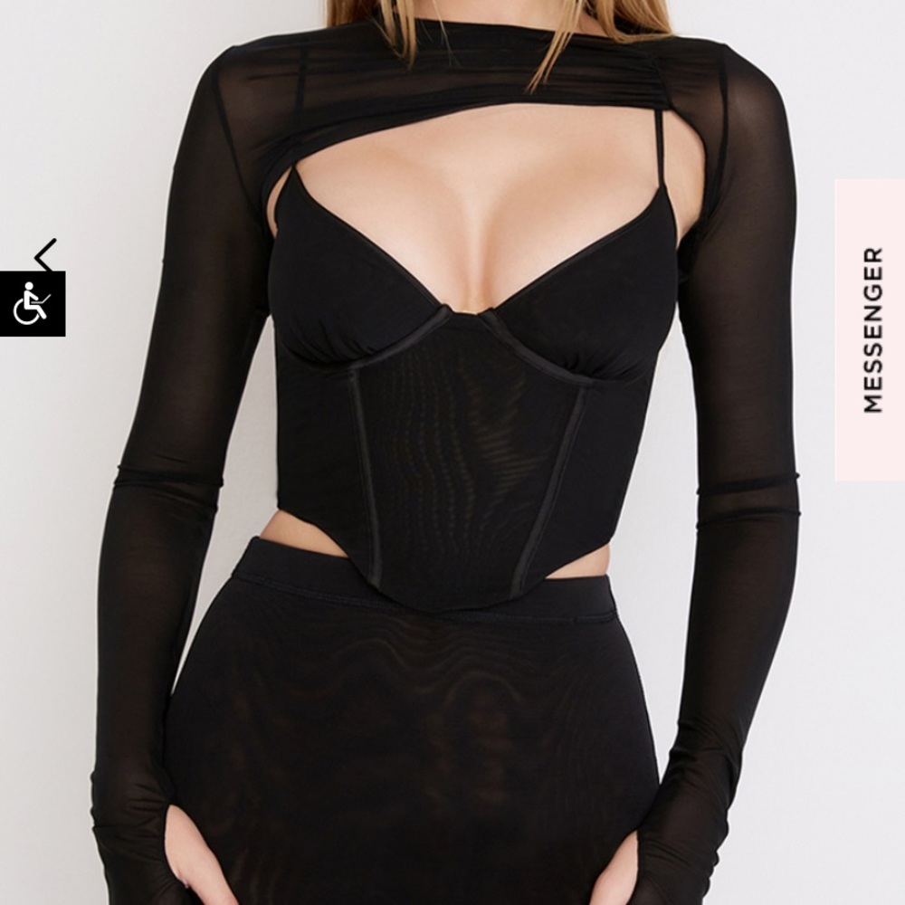 House of CB: ISABEL 
BLACK ASYMMETRIC CUTOUT CORSET